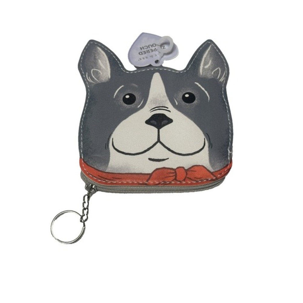 Molly & Rex Dog Keychain Zipper Pouch Novelty Frenchie Boston Terrier 5x5